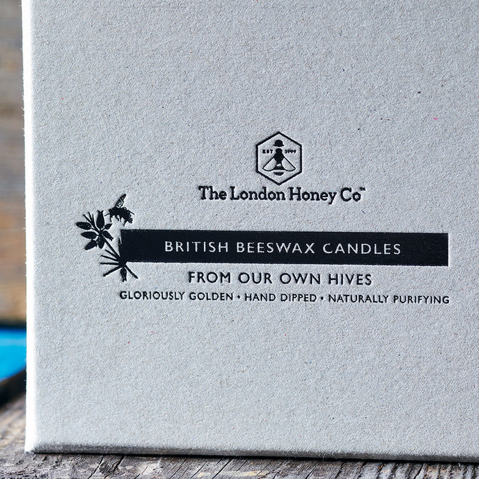 BRITISH BEESWAX CANDLES: Small Stumpy Pair in Gift Box