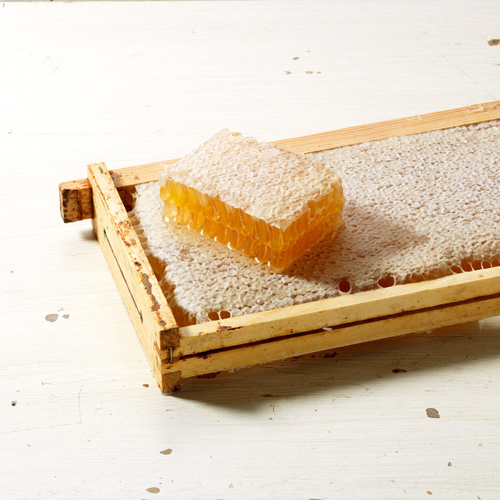 Whole honeycomb with a slice of honeycomb
